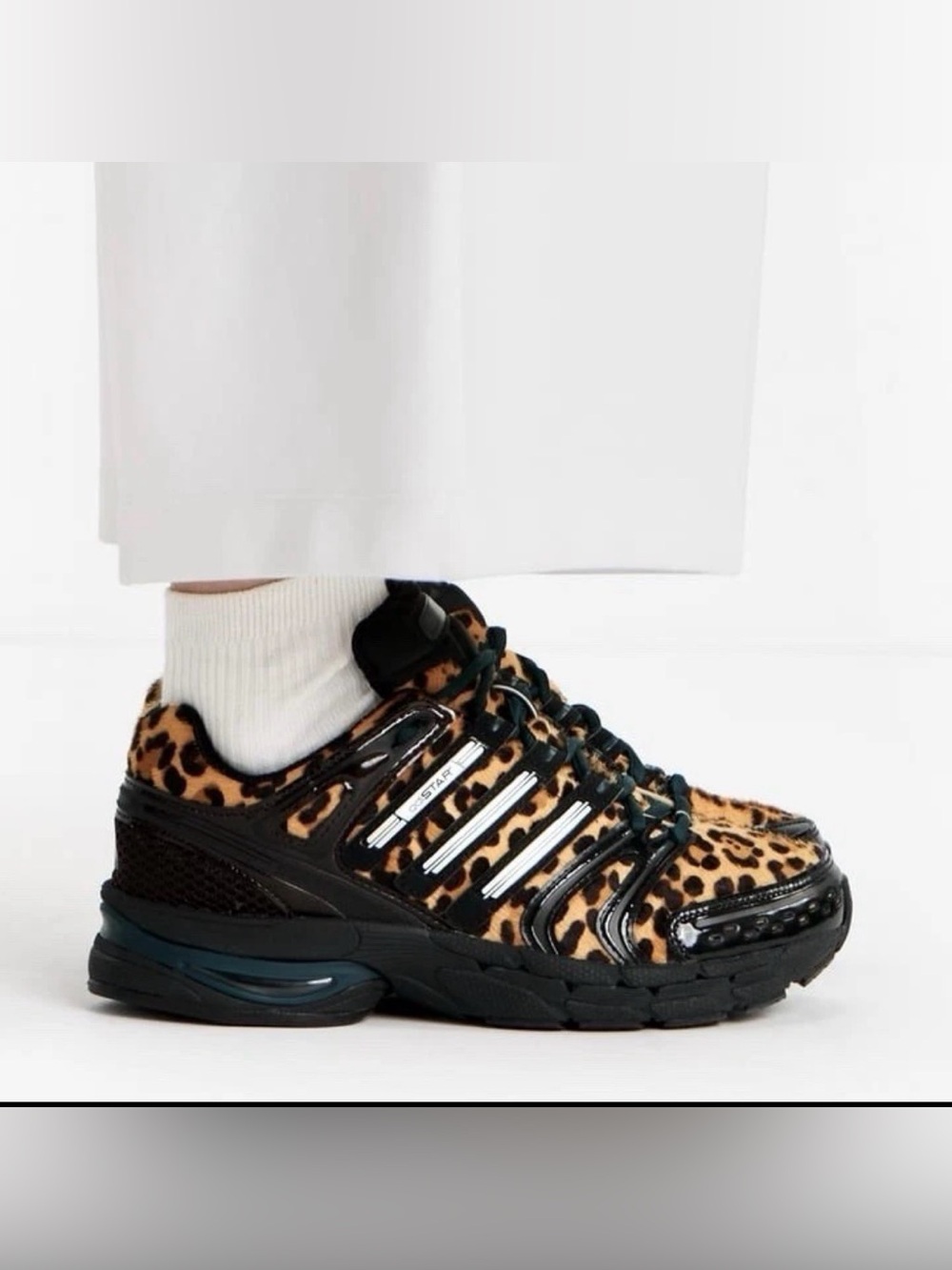 Leopard Print Platform Lace-Up Sneakers - Women's Brown/Black 8.5
